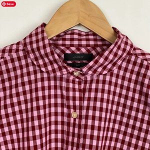 J.Crew Gingham Checkered Shirt Red Pink Size 2